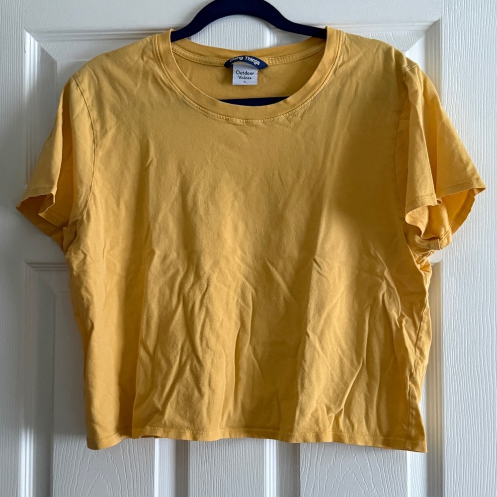 Outdoor Voices Yellow Short Sleeve Cropped Tee